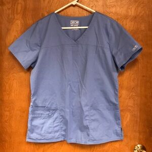 Cherokee Workwear Core Stretch Nurse Scrub Top, Size Large - Blue